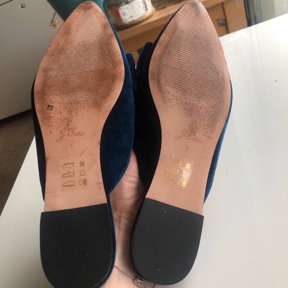 J. Crew 9 bow loafers blue suede mules shoes - Picture 7 of 7